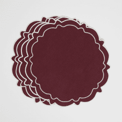 Image showing the Abigail Set of 4 Placemats, D40cm, Burgandy product.
