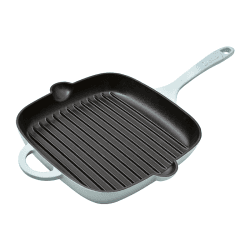 Image showing the Cast Iron Griddle Pan, L25 x W29 x H4cm, Cobalt Blue product.