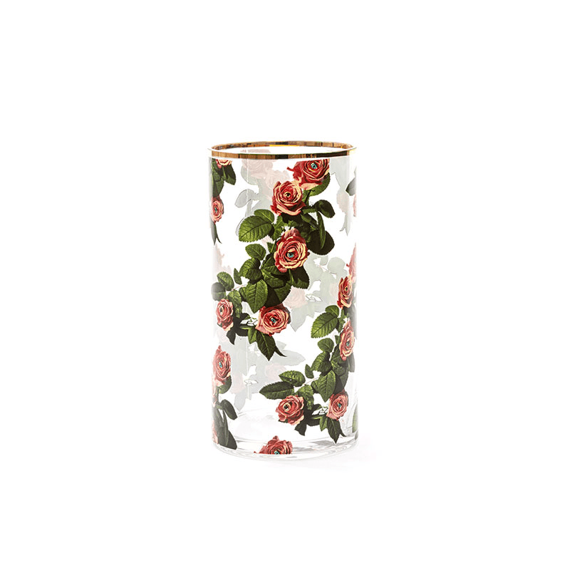 Toiletpaper Roses Cylindrical Vase, H30cm, Multi