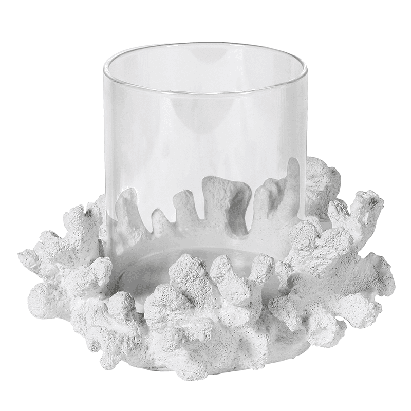 Coral Effect Candle Holder, H18cm, White