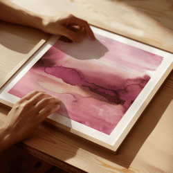 Image showing the Warm Skies Square Signed Print, 30 x 30cm, Pink product.