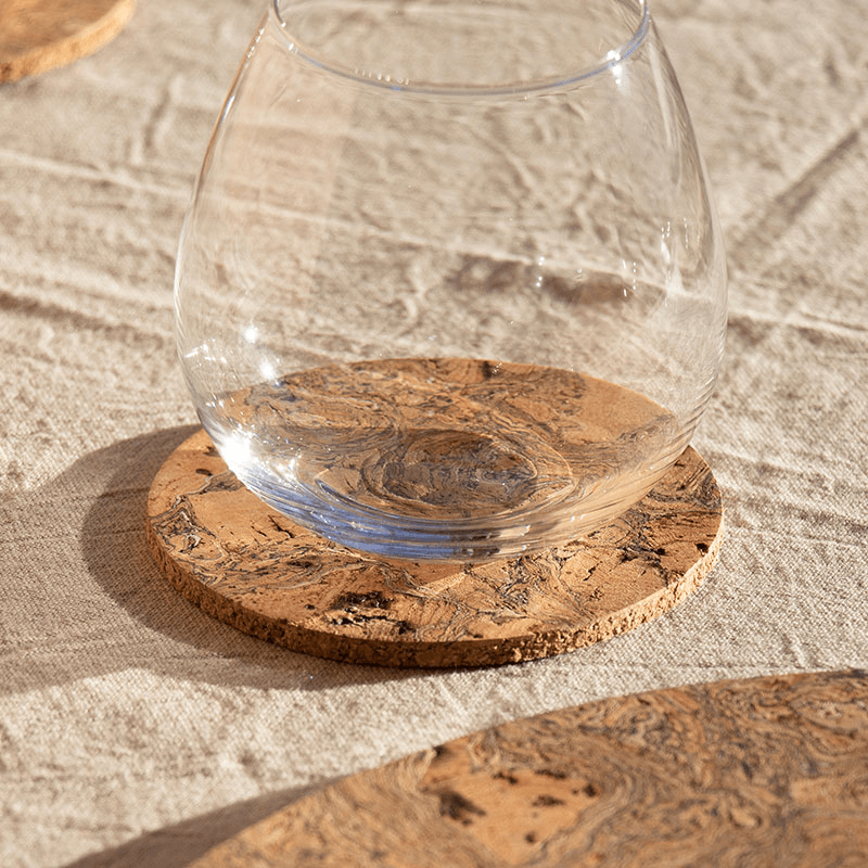 Cork Set of 4 Coasters, D10cm, Natural