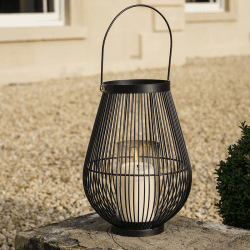 Image showing the Venere Lantern with Glass Insert, H34cm, Black product.