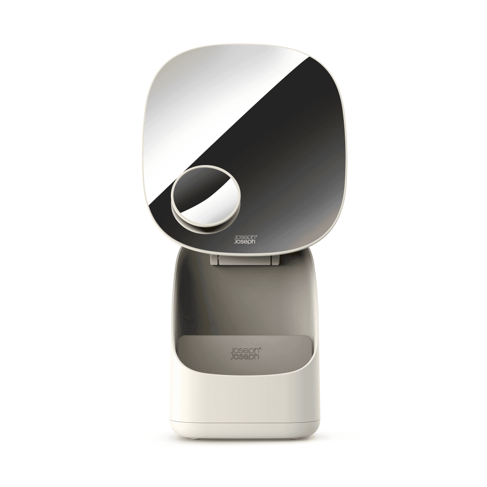 Viva Pedestal mirror with cosmetic organiser, Shell