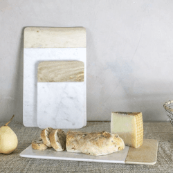 Image showing the Bwari Long marble board, 2 x 23.5 x 16.5cm, White Marble & Mango Wood product.