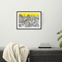 Image showing the Lizzie Presst, London Jungle Framed Art Print, Black product.