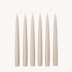 Image showing the Set of 6 Tapered Dinner Candles, H25cm, Latte product.