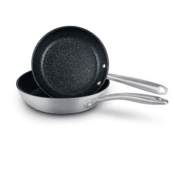 Image showing the Scratch Guard Stainless Steel Twin Pack Skillet, 25cm & 29cm product.