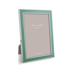 Image showing the Enamel Range Photograph frame, 4 x 6" with 15mm border, Duck Egg With Silver Plate product.