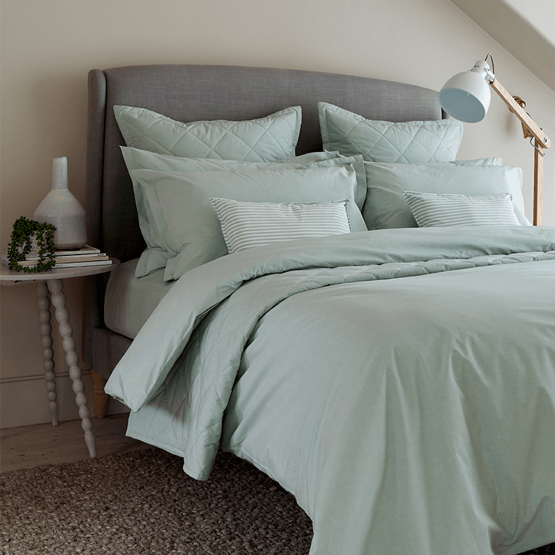 Stornoway Chambray Fitted Sheet, Super King, Green