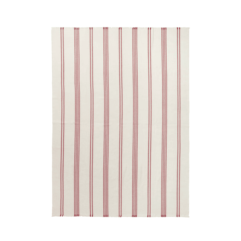 Lines Throw, H190cm x W130cm, White/Rusty Red