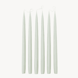 Image showing the Set of 6 Tapered Dinner Candles, H35cm, Pale Green product.