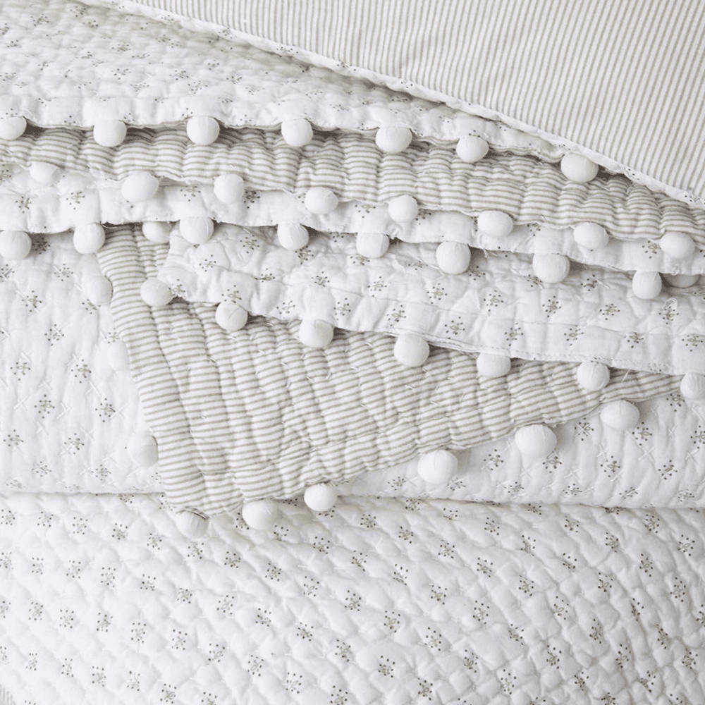 Brittany Large square cushion cover, H65 x W65cm, White/Grey