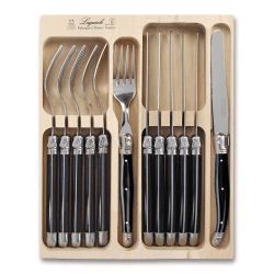Image showing the 12 Piece Knife & Fork Set in Tray, Black product.