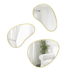 Image showing the Hubba Set of 3 Mirrors, Brass product.