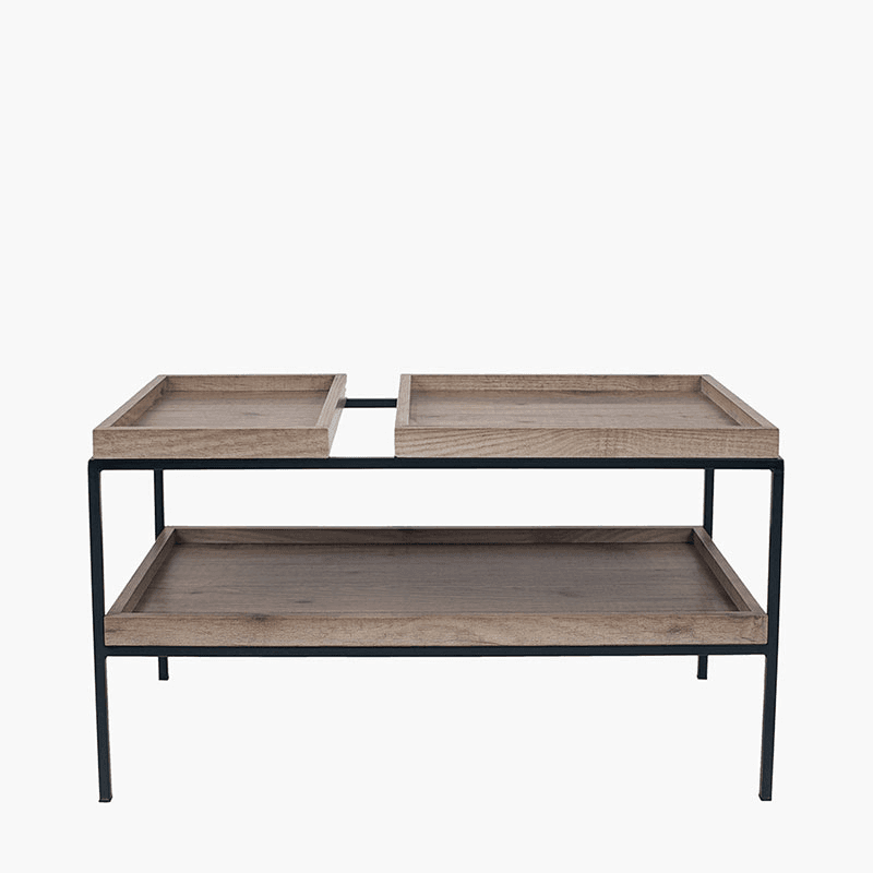 Gallery Coffee Table, Natural Wood Veneer and Black