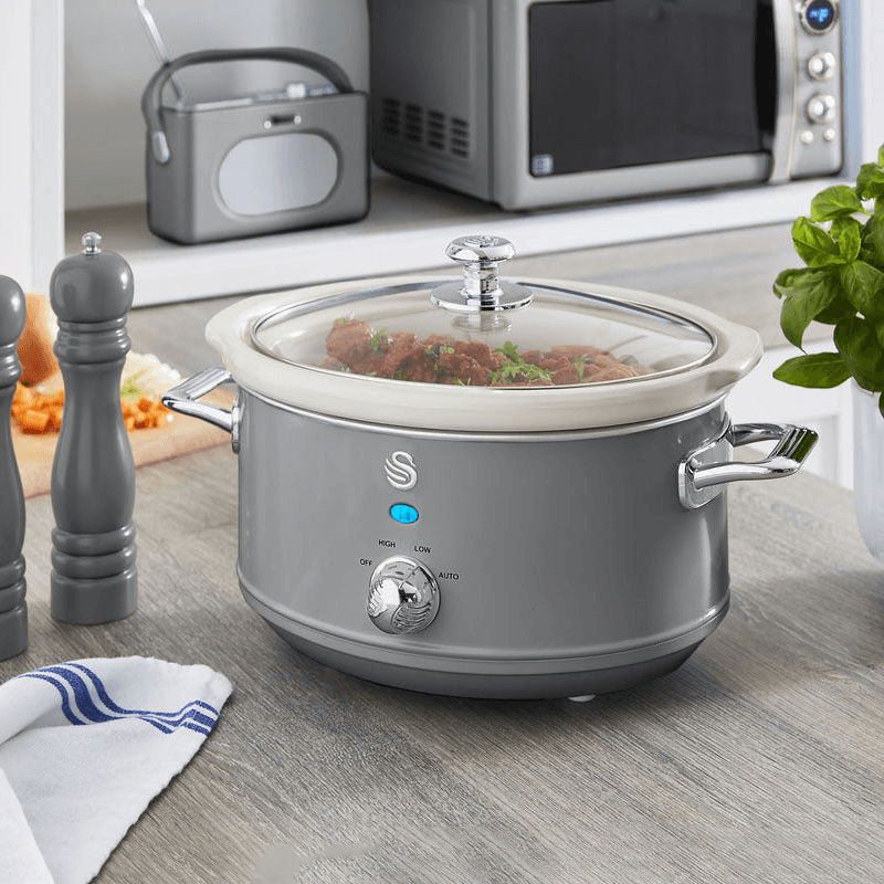 Retro Slow Cooker, 3.5L, Grey