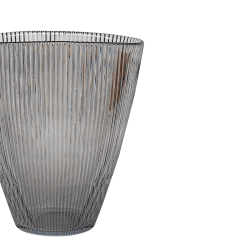 Image showing the Ribbed Vase, H24.5cm, Grey product.