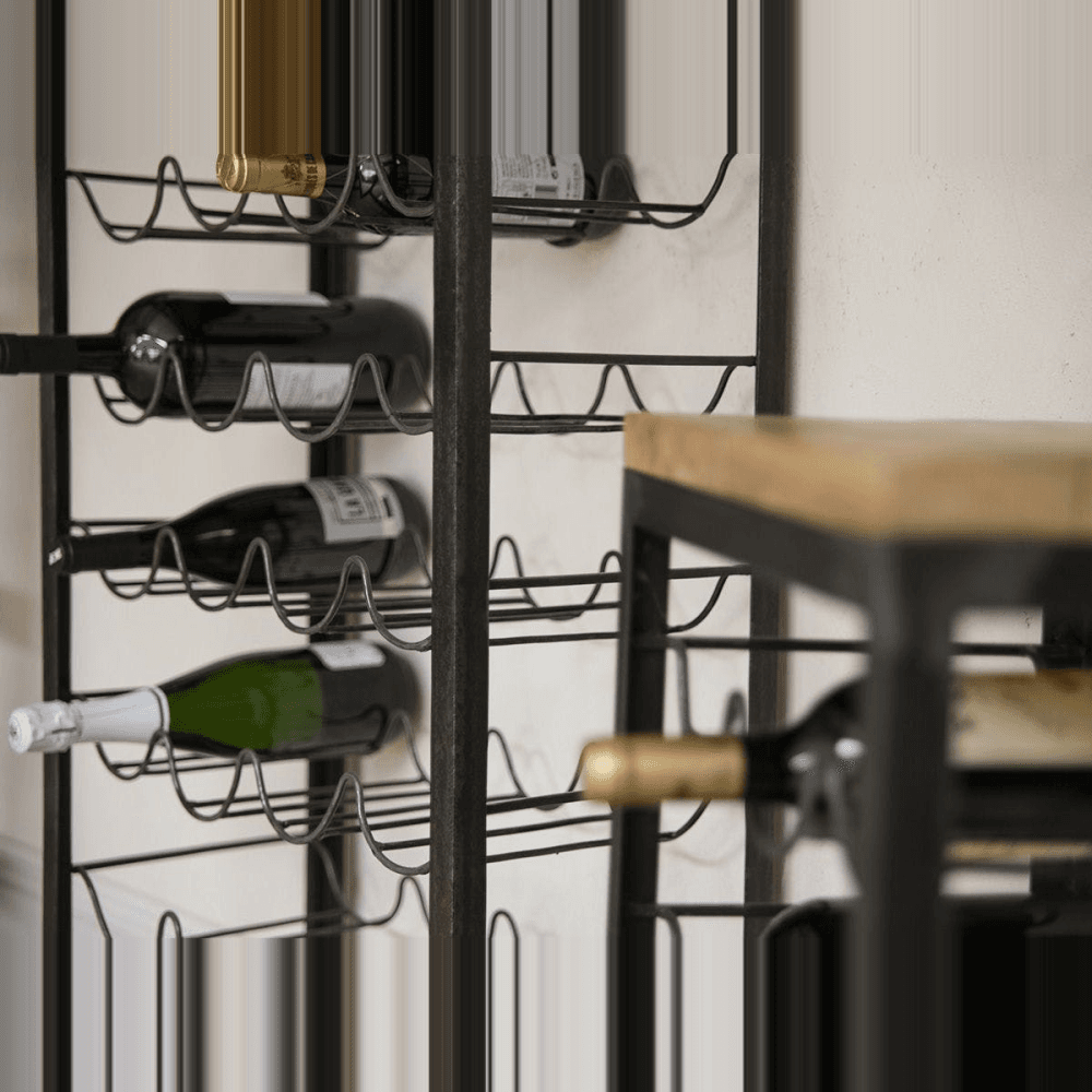Obra Industrial 12 Bottle Wine Rack, Black and Mango Wood