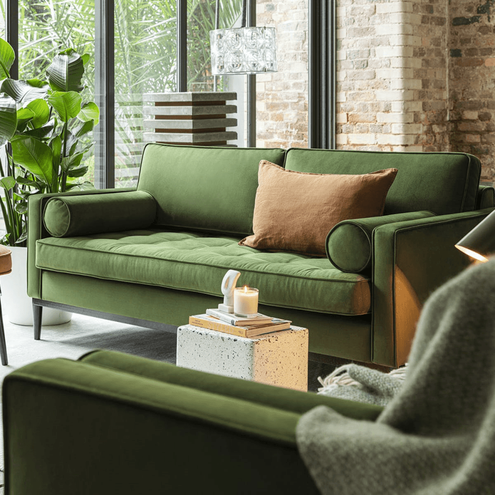 Model 02 3 Seater Velvet Sofa, Vine