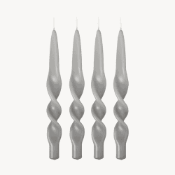 Image showing the Swirl Set of 4 Dinner Candles, H28cm, French Grey product.