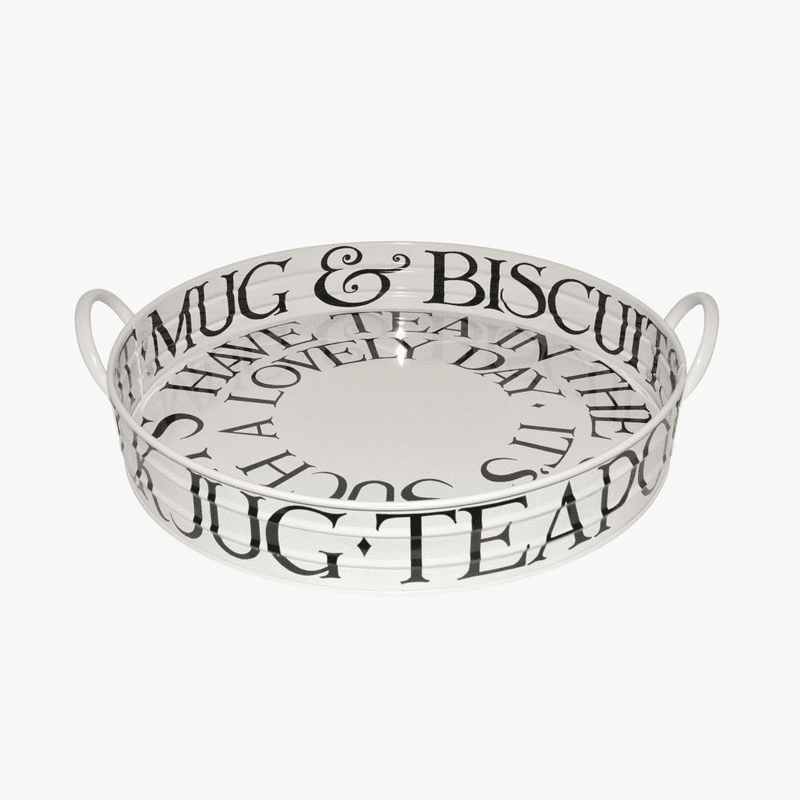 Black Toast Large Handle Tray, 39cm  x 6cm, Cream / Black