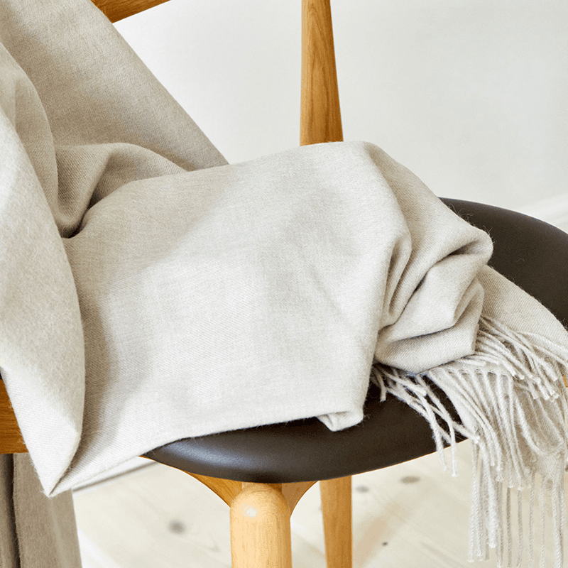 Luxury Plaid Throw, H200cm x W130cm, Latte