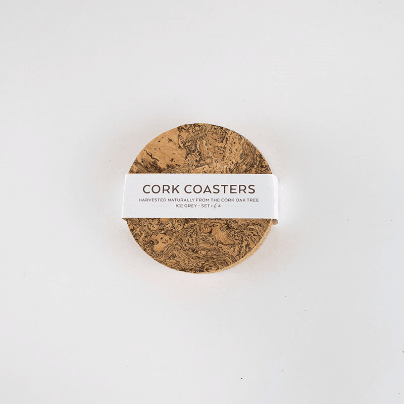 Cork Set of 4 Coasters, D10cm, Natural