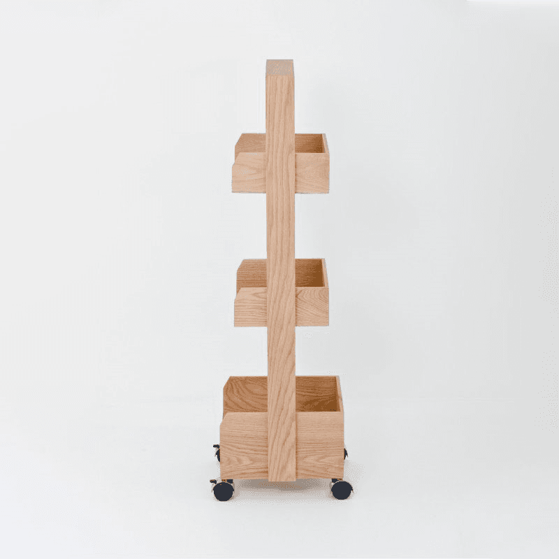 Mini Bookie Roller Shelf, Natural Oak