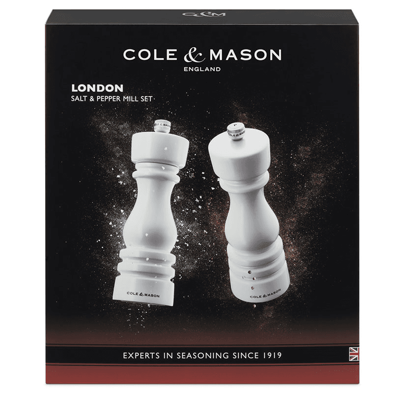 London Salt & Pepper Mills, 180mm, White Gloss