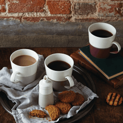 Image showing the Coffee Studio Set of 4 grande mugs, 560ml, White/Grey product.