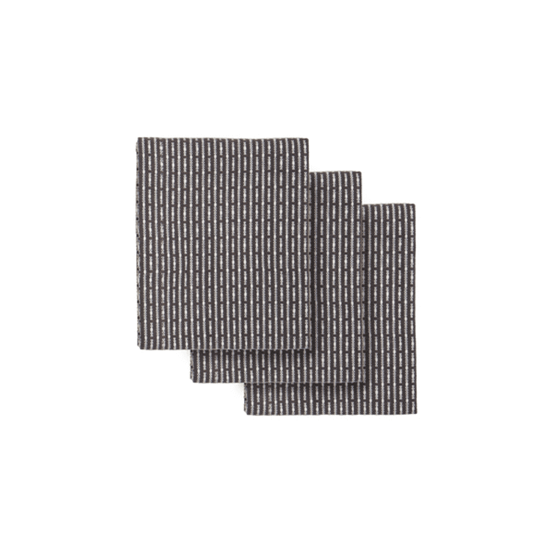 Piqué Set of 3 Kitchen Cloths, 18 x 35cm, Evening Grey