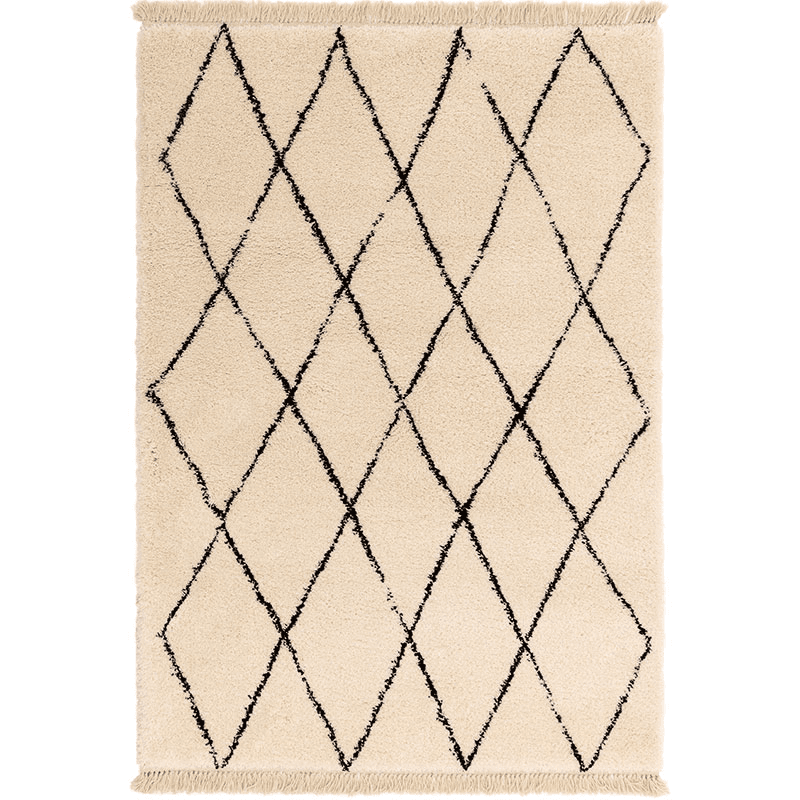 Rocco diamond berber style rug, 120 x 170cm, cream