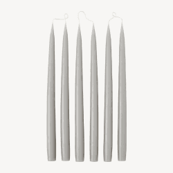 Image showing the Set of 6 Tapered Dinner Candles, H35cm, Light Grey product.