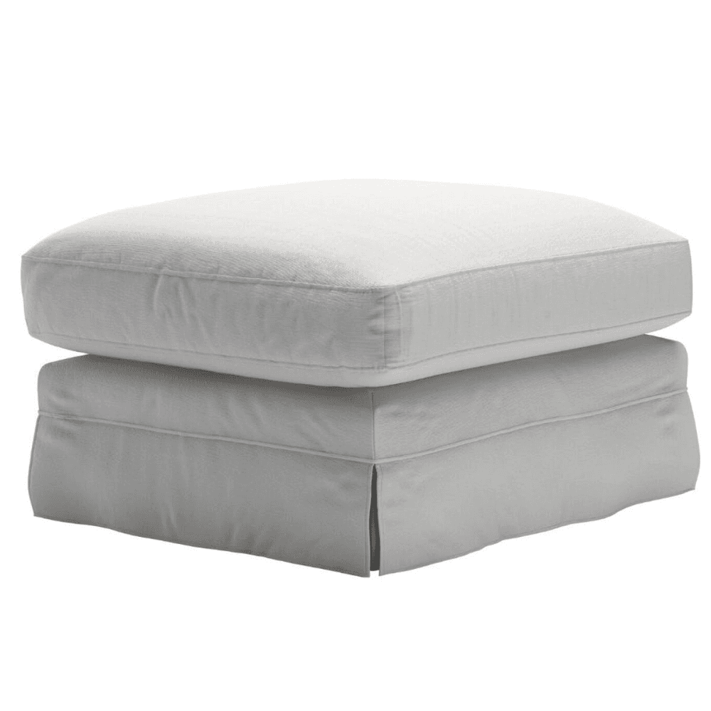 Otto, Large Rectangular Footstool, Alabaster Brushed Linen Cotton, Alabaster