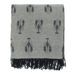 Image showing the Lobster Knitted picnic blanket, 145 x 145cm, Grey/Blue product.