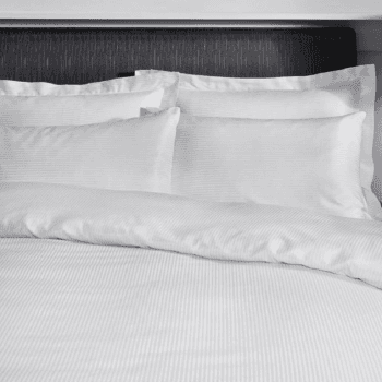 Image showing the 300TC Satin Stripe Double Bedding Set, White, White product.