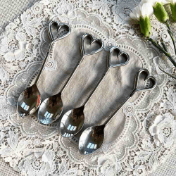 Image showing the Love Heart Set of 4 Spoons, L12.5cm, Silver product.