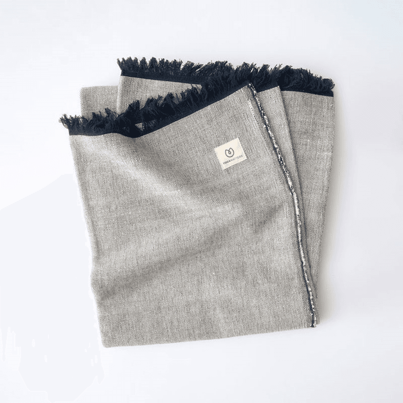 Organic Cotton Chambray Yoga Blanket, 230 x 150cm, Navy