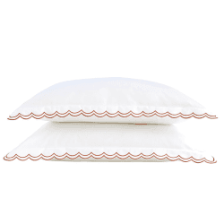 Image showing the Scallop Edge Pair of Oxford Pillowcases, Fire product.