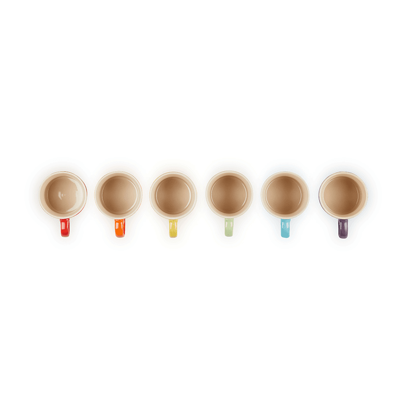 Stoneware Set of 6 espresso mugs, 100ml, Rainbow