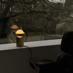 Image showing the Small Loop Table Lamp with Sphere III, Gold product.