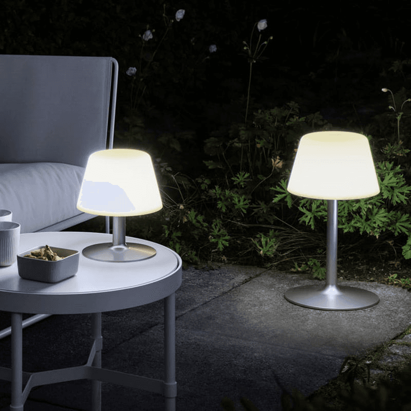 Sun Light Garden Table Lamp, H15cm, White/Silver