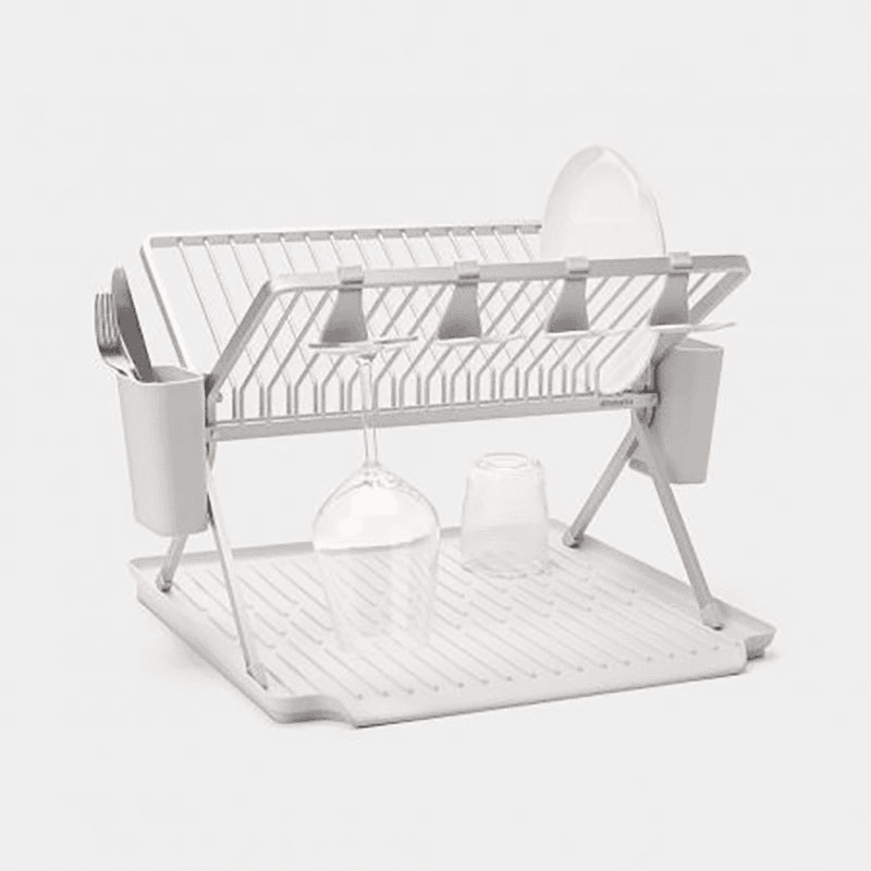 SinkSide Foldable Dish Drying Rack, Large, Light Grey