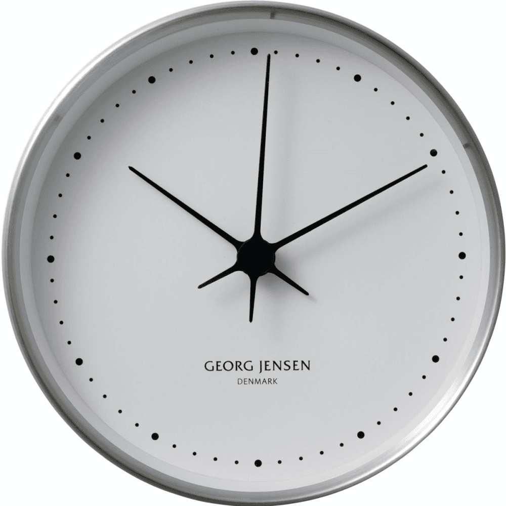 Henning Koppel Clock, 22cm, Steel/White