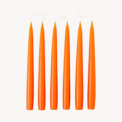 Image showing the Set of 6 Tapered Dinner Candles, H25cm, Pumpkin Orange product.