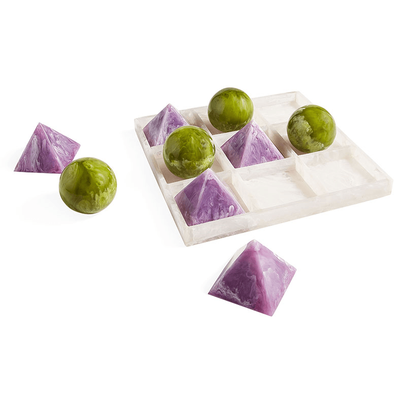 Mustique Tic Tac Toe Set, 27 x 27cm, Green & Lavender
