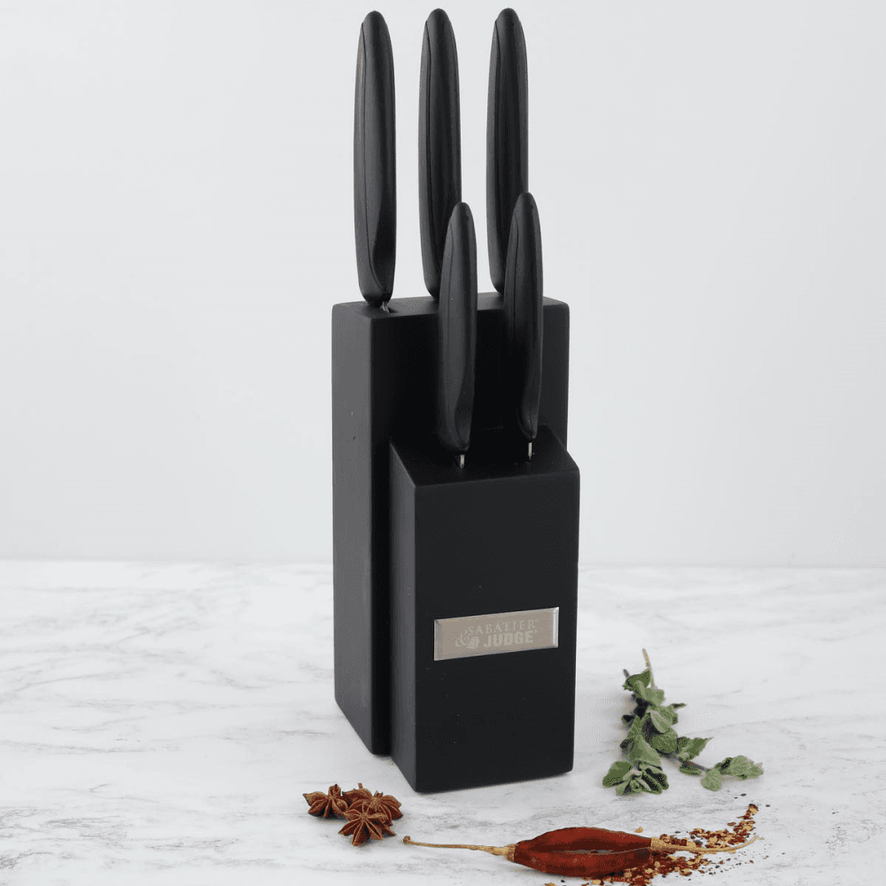 Sabatier IP 5 Piece Knife Block Set, Black