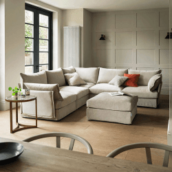 Image showing the Model 06 Linen Corner Sofa With Chaise, Pumice product.