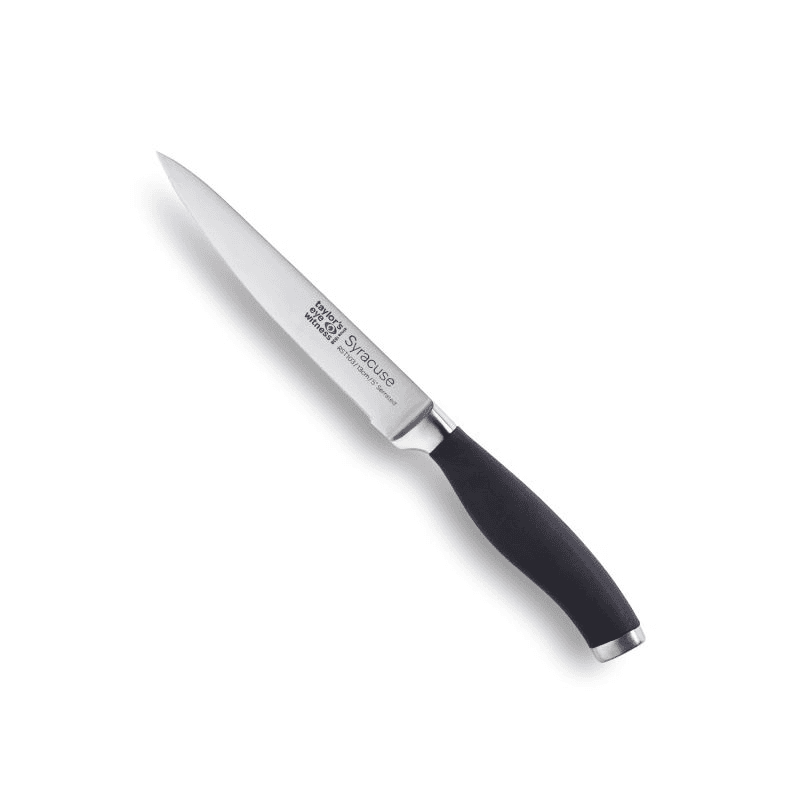 Syracuse Soft Grip Serrated Utility Knife, 13cm, Black
